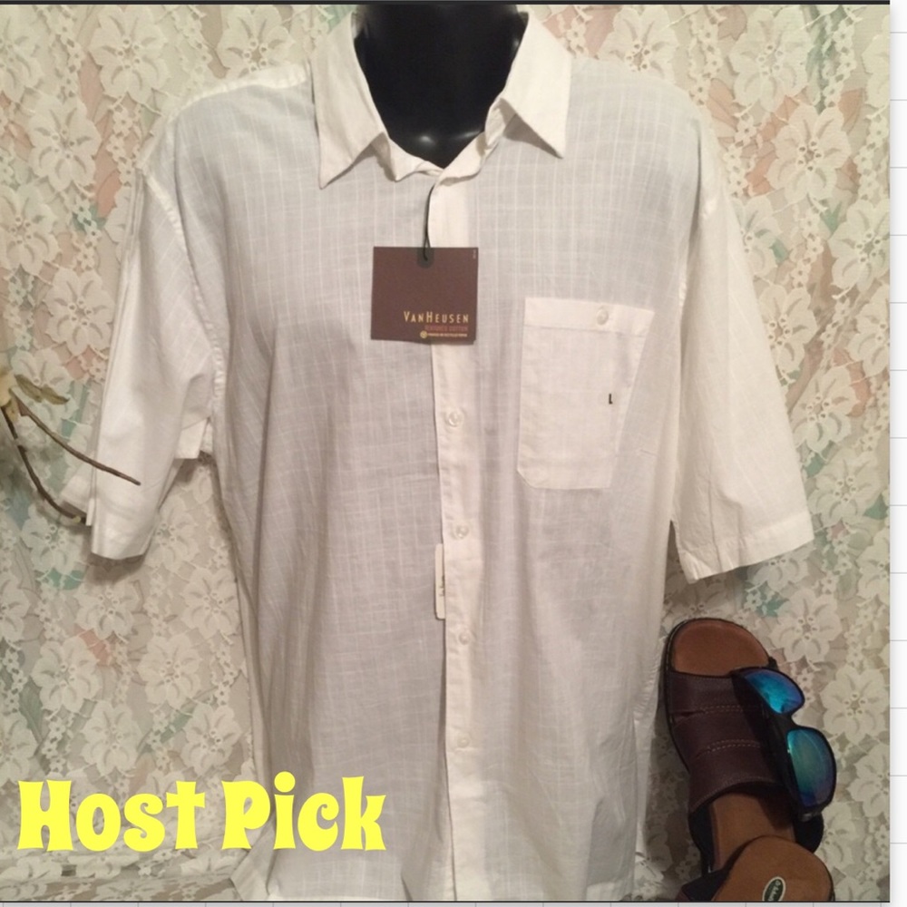 Van Heusen textured cotton short sleeve shirt
